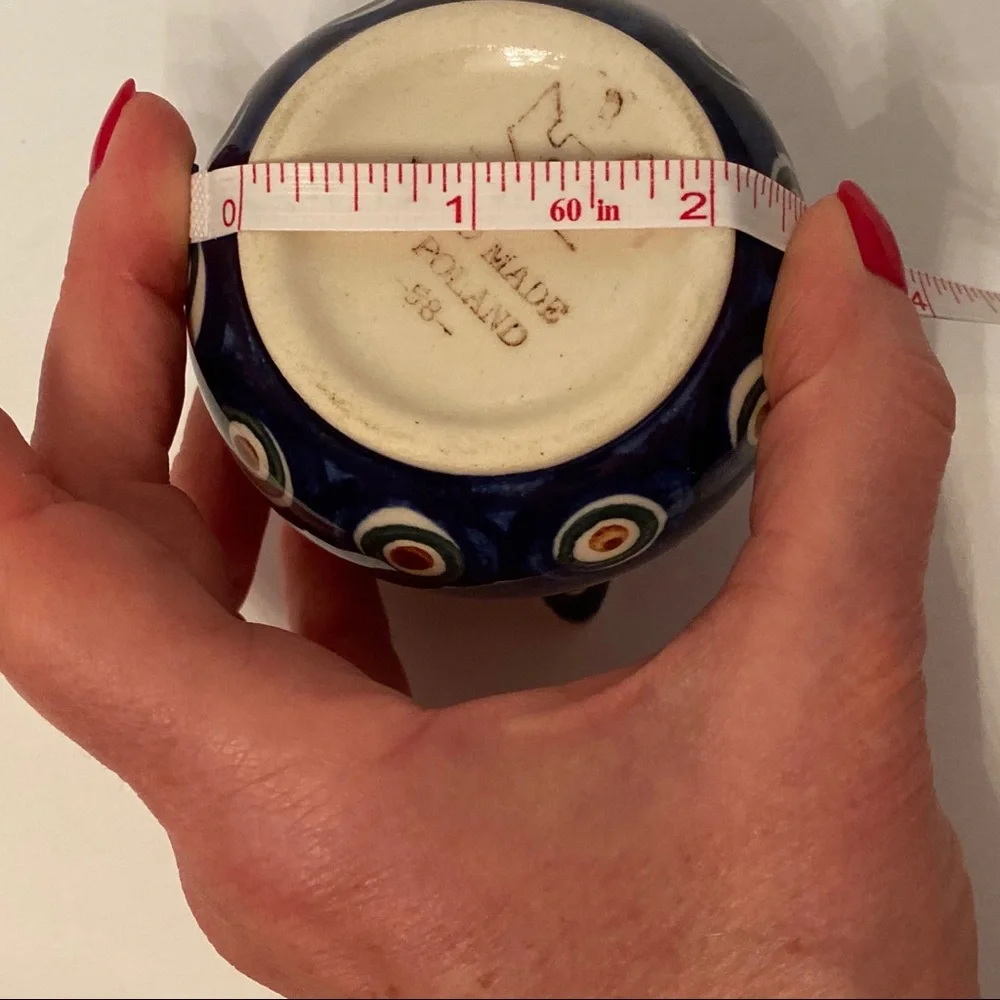 POLISH POTTERY CREAMER MINI PITCHER BLUE WHITE HANDMADE HOME BOLESLAWIEC